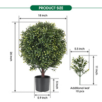 Populaire buis topiaire boule arbre artificiel vert arbre bonsaï arbre en plastique plantes pots maison jardin cour décor