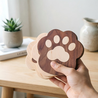Sous-verre créatif en bois en forme de patte de chat, mignon, en bois massif, isolant thermique, pour théière et tasse