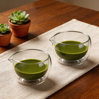 Bol à matcha japonais en verre à double paroi transparent, personnalisé, éco-responsable, fait main