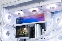 Boîtier d'ordinateur de jeu de bureau Aigo StellarSpark ATX Mid-Tower avec écran FHD 9,16 pouces en verre incurvé, prend en charge les cartes mères BTF et les GPU PC de la série 50
