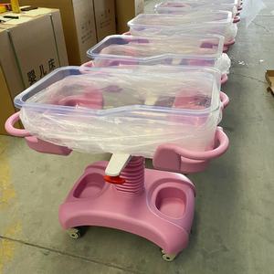 स्टील फ्रेम पारदर्शी बेसिन के साथ अस्पताल फर्नीचर बेबी क्रिब - Product Image 6