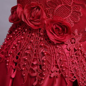 Vestido de Niña con Lazo y Flores, Estilo Europeo 2022, Manga Corta, Verano, Satén Bordado - Product Image 6