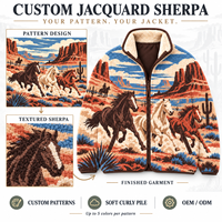 Veste d'hiver en sherpa jacquard de style western pour homme, fermeture éclair intégrale, manteau en polaire chaud, décontracté pour l'extérieur, fabricant OEM ODM