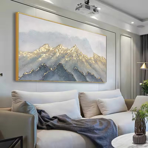 100% paisaje pintado a mano de alta calidad montaña dorada pintura Original pintura al óleo abstracta decoración del hogar pintura - Product Image 4