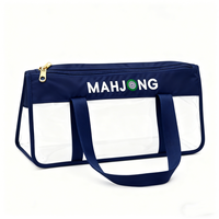 Sac de rangement léger pour tuiles de mahjong, sac fourre-tout transparent en PVC avec fermeture éclair supérieure, pour jeu de mahjong américain avec poignées