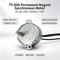 Moteur synchrone à aimant permanent monophasé TY-50A 50Hz AC220-240V 5/6RPM CCW 4W à arbre rond avec trou de broche