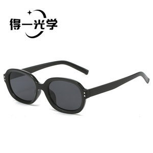 Studded <b>Sunglasses</b> 3D Oval Small Frame Women UV400 Protection Black PC Frame - Product Image 1