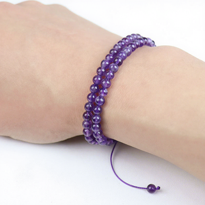 4mm minúscula redonda ajustável Gemstone <span class=keywords><strong>Bracelet</strong></span>, pequeno mini redimensionável Gem Stone <span class=keywords><strong>Healing</strong></span> Crystals Bracelets - Product Image 2