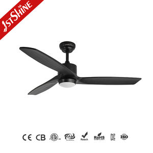 1stshine Ventilateur de plafond à LED Noir Lames <span class=keywords><strong>en</strong></span> bois massif Mute Cuivre Moteur réversible Dimmable Led Ventilateur de plafond et lumière - Product Image 1
