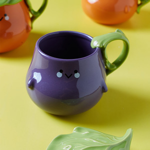 Dễ thương phim hoạt hình thực vật hình gốm <span class=keywords><strong>Mug</strong></span> với nắp có tính năng đáng yêu cà tím và cà rốt thiết kế trở lại trường học món quà <span class=keywords><strong>Mug</strong></span> - Product Image 4