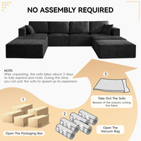 Übergroßes Knochenloses Schlafsofa 4-Sitzer Modulares Ecksofa mit Ottoman Ohne Montage Cord-Kompressionssofa mit Chaiselongue