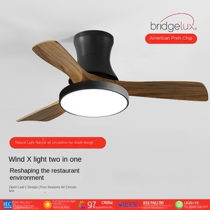 Lámpara de Techo Plana de Madera de 56 Pulgadas con 3 Aspas, Ventilador Integrado con LED y Control Remoto - Lámpara de Ventilador para Restaurante - Product Image 3