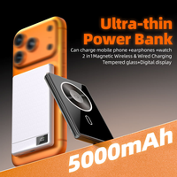 Batterie externe portable magnétique sans fil avec logo personnalisé, en alliage d'aluminium mince, 5000 mAh, charge rapide PD 20W, mini-batteries externes