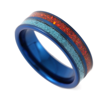 Perhiasan Fashion 2025 wanita cincin pirus karbida Tungsten berlapis biru IP 6mm 8mm tatahan hancur merah asli cincin Opal