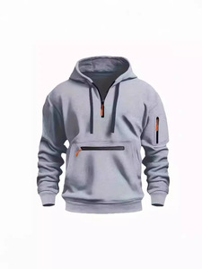 <span class=keywords><strong>Pull</strong></span> à capuche de sport surdimensionné pour hommes, taille multi-poches à fermeture éclair, <span class=keywords><strong>pull</strong></span> chaud d'automne et d'hiver - Product Image 4