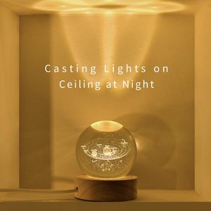 Wholesale <b>3D</b> Art <b>Crystal</b> <b>Ball</b> Night Lamp Luminous Decoration <b>Solar</b> <b>System</b> Led Lights Desktop Home Decor - Product Image 4