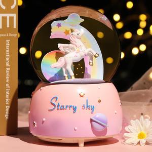 Licorne boîte aveugle boîte à musique pour cadeau <span class=keywords><strong>boule</strong></span> de cristal lumineuse avec coeur flocon de neige résine <span class=keywords><strong>boule</strong></span> à neige romantique décor à la maison - Product Image 2