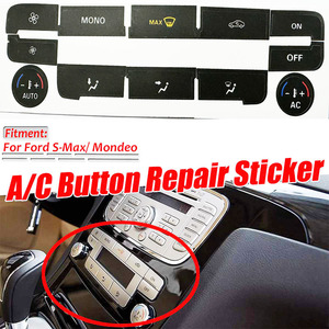 Autocollant de réparation des boutons de climatisation de voiture, pour Ford AC S Max Mondeo, autocollants intérieurs adhésifs en PVC noir et argent - Product Image 5