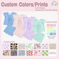 Ensemble décontracté polyvalent 2 pièces pour fille : haut plissé à manches courtes imprimé personnalisé et short confortable à taille élastique – Tenue d'été pour tout-petits à la maison