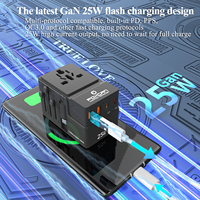 FOXCAN PD25W Prise universelle multi-ports tout-en-un pour les voyages à l'étranger, équipée de 3 ports Type-C et 2 ports USB-A