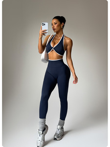 Set Personalizzato per Yoga a Vita Alta, Abbigliamento Sportivo da Donna, Reggiseno e Leggings a Contrasto, Completo Due Pezzi per Pilates e Fitness - Product Image 3