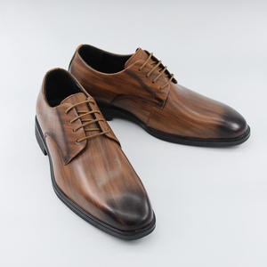Designer formal dress <b>shoes</b> - Italian men's high-end leather dress <b>shoes</b> with embossed calfskin texture - Product Image 1
