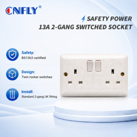 CNFLY - Enchufe de Pared Doble Eléctrico Estándar Británico de 13 A para Uso en el Hogar, la Oficina y Hoteles