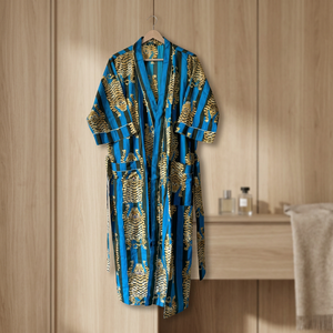 Robe en coton faite main motif tigre, taille unique XS-XL, col en V, manches courtes, à nouer, sexy, pour soirée d'été, longueur genou, volants, loisirs, club - Product Image 2
