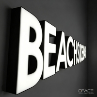Enseigne lumineuse LED 3D personnalisée GFace en acrylique avec lettres en acier inoxydable brossé pour devanture de magasin