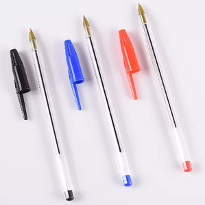 고품질 로고 맞춤 제작 투명 플라스틱 볼펜 (빨강, 파랑, 검정) 학교 사무용 - Product Image 3