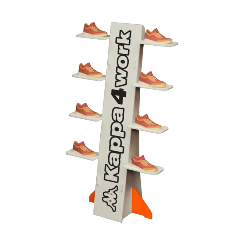 Modern for Shop Floor to Ceiling Wooden Plywood Rotating Shoe Display Rack with Custom Logo for Store Use — view 3