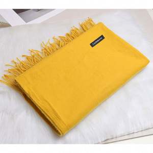 Pañuelos Hijab Musulmanes de Moda, Bufandas de Cachemira para Mujer, Color Sólido, Pashmina con Borlas, YHK0059 - Product Image 4