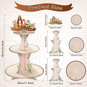 Decoraciones para Baby Shower con Temática de Bosque DAMAI, Soporte para Cupcakes de 3 Niveles, Soportes para Cupcakes con Animales de la Selva, Artículos para Fiestas con Temática Forestal - Product Image 2