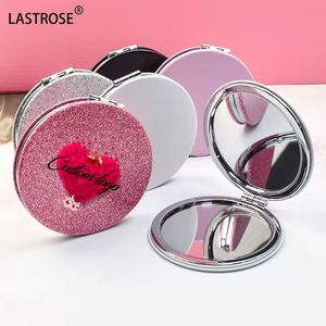 Hot Selling Travel Round PU <b>Compact</b> Mini Tabletop Desktop Foldable Cosmetic Mirror Pocket Mirror - Product Image 2