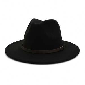 Sombrero Fedora de Ala Ancha para Mujer X3047, Sombrero de Cuero Sólido con Gorra de Lana Estilo Jazz, Decoración con Cuerda - Product Image 6