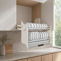 Organisateur de placard de cuisine escamotable à 2 niveaux en alliage d'aluminium, panier de rangement abaisseur pour armoires murales supérieures, quincaillerie de meubles