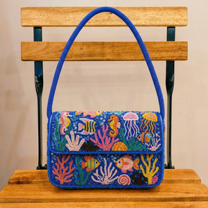 Sac à bandoulière personnalisé fait main en perles de rocaille tortue marine, tendance, léger, écologique, robuste, sûr, brodé |   Logo personnalisé - Product Image 3
