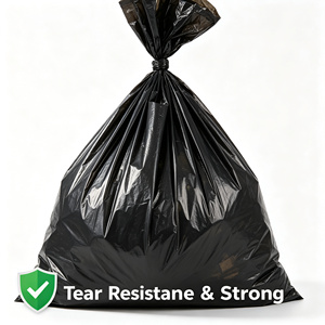 Black HDPE Trash Bag Roll <b>Large</b> Size Waste Bin Liner Heat Seal Plastic Garbage Bag for Household Outdoor Use - Product Image 5