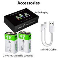 Harga Pabrik Baterai Super Lithium Ion 9V Tipe-C USB Isi Ulang 650mAh 1200 Siklus Tahan Lama SMARTOOOLS Bersertifikasi CE/FCC