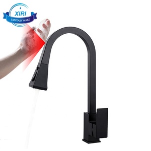New Smart Automatic Sensor Matte Black Brass Deck-mounted <strong>Square</strong> Pull Out Kitchen Sink Faucet Cold Hot Water Mixer <strong>Tap</strong> XR1123 - Product Image 6