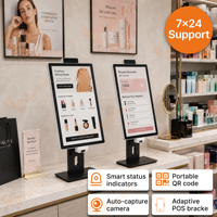 Kiosque de commande automatique double système Android/Windows, écran anti-reflet 21,5 pouces, prend en charge plusieurs méthodes de paiement