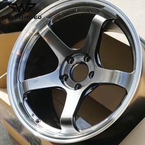 Jante en alliage forgée monobloc 2 pièces <span class=keywords><strong>5</strong></span> branches polie à lèvre profonde pour voiture de course 16-20 pouces 5x120 5x112 6x139.7 pour GTR - Product Image 3