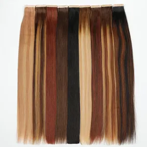 Tape in hair extensions 100human hair Double Drawn Machine Remy Indean Straight Hair Replaceable Tape 14" - 24"
