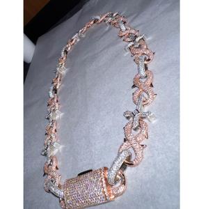 Collier chaîne cubaine en argent 925 avec diamants Moissanite, bijoux de mode Hip Hop Streetwear Club pour hommes - Product Image 1