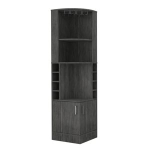 Gabinete de barra de esquina DB Syrah Smokey Oak con ocho cubículos de botellas Puerta doble Dos Estantes abiertos - Product Image 1