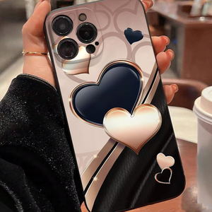 Custodia per Cellulare di Lusso con Stampa Cuore <span class=keywords><strong>Nero</strong></span> <span class=keywords><strong>e</strong></span> <span class=keywords><strong>Oro</strong></span> per <span class=keywords><strong>iPhone</strong></span> X Xr Xs 11 12 13 14 15 16 17 Pro Max - Product Image 1