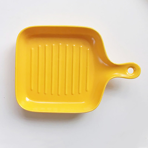 Chaoda, plato para hornear Retro <span class=keywords><strong>de</strong></span> cerámica <span class=keywords><strong>de</strong></span> 9,5 pulgadas, utensilios para hornear Rectangular <span class=keywords><strong>de</strong></span> porcelana con asa, moldes para hornear para cocinar y cenar pasteles - Product Image 1