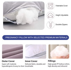 หมอนรองครรภ์รูปตัวยูแบบนุ่ม รองรับทุกท่า ป้องกันการแพ้ ได้รับการรับรองมาตรฐาน Oeko-tex สำหรับสตรีมีครรภ์ - Product Image 4
