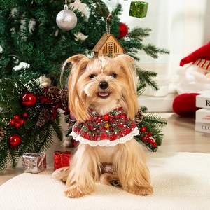 Disfraz Navideño para Perro, Pañuelo Navideño para Perro con Campanas, Bufanda a Cuadros, para Perros Pequeños y Gatos, Lindo, para Fiestas Navideñas de Invierno, Fotos (L) - Product Image 4
