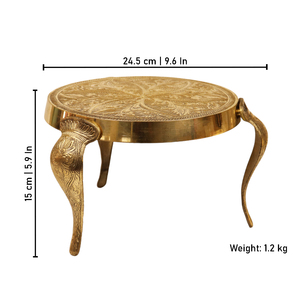 Tabouret de prière indien traditionnel Mukali en laiton massif, fait main, grand format, durable et décoratif, pour temple et décoration intérieure - Product Image 4